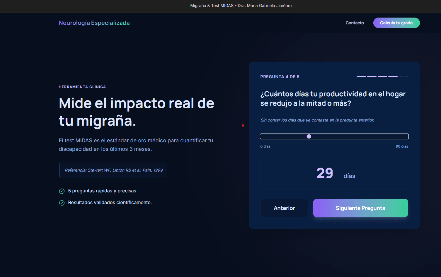 Test MIDAS Migraine App